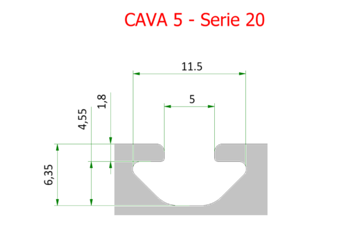 Profilo Serie 20 cava 5 cod. PM54040 - immagine 2