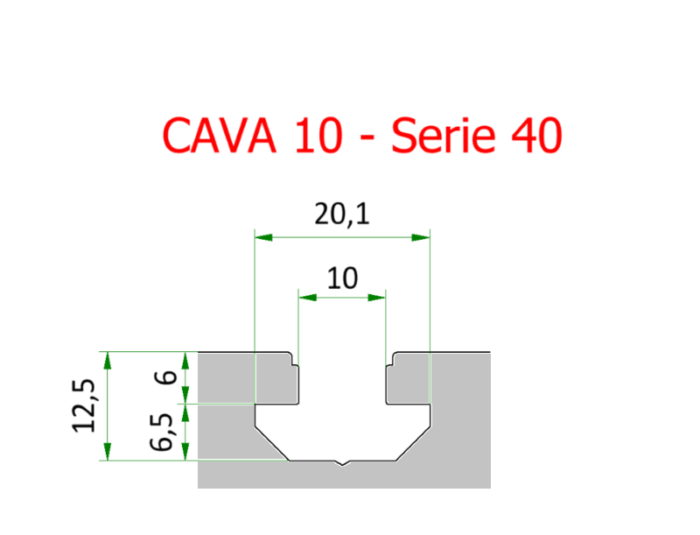 Profilo Serie 40 cava 10 cod. PM104080L - immagine 2