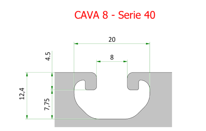 Profilo Serie 40 cava 8 cod. PM84040123 - immagine 2