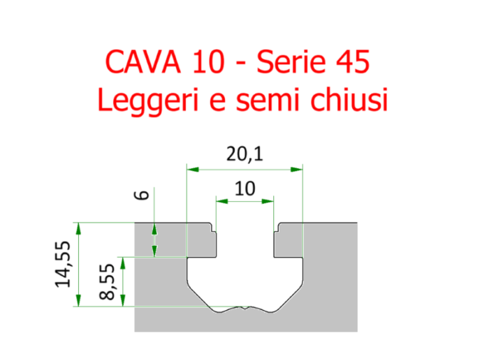 Profilo Serie 45 cava 10 cod. PM10454512 - immagine 2